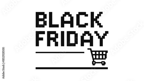 Black Friday shopping cart graphic with text.