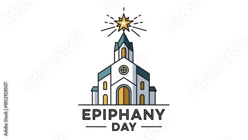 Epiphany Day church illustration with star religious holiday symbol for Christian celebration clean vector graphic on white background
