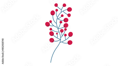 A delicate branch with red berries and a white background.