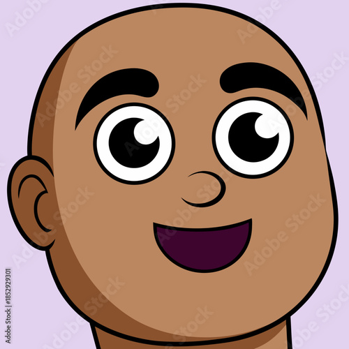 Image of bald man looking up, half head.