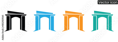 Set of colorful vector archway icons in modern design