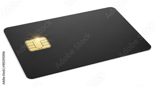 Sim card isolated on white background with black card and office items