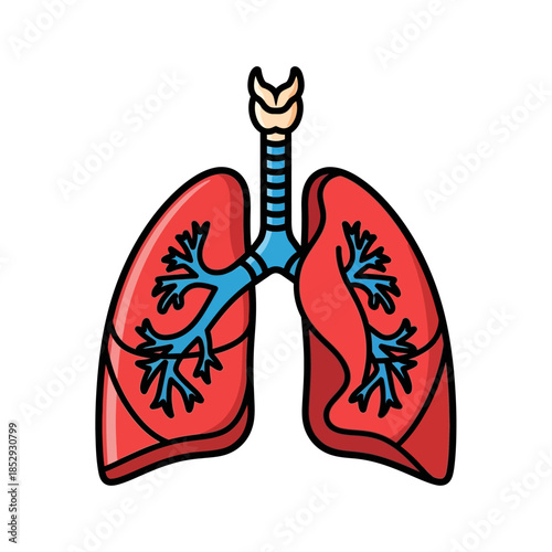 Stylized lungs anatomical illustration emphasizing respiratory system health awareness and