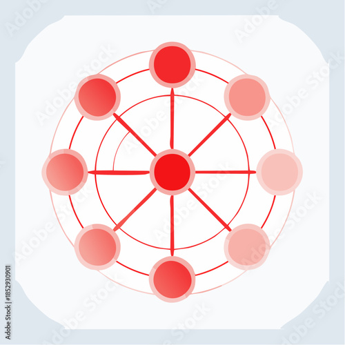 Abstract symbol of pain. Red circles for marking human pain. Headache, hurt body part marker, muscular joint pain