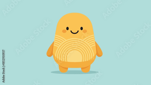 Cute cartoon potato chip character with a happy smiling face.
