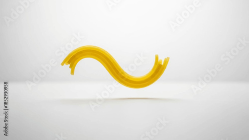 A three-dimensional yellow paint stroke in a dynamic wave shape.
