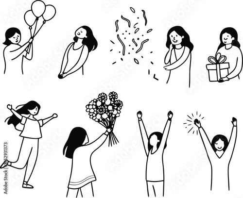 Women's day and empowerment celebration illustrations