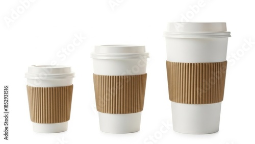 Wallpaper Mural Three disposable coffee cups in different sizes Torontodigital.ca