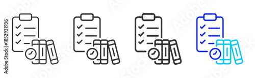 Exam Preparation icon set collection creative outline style for education with multiple thickness variations suitable for exam test review study rating certification