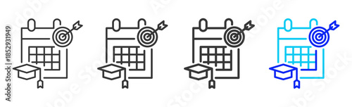 Goal Setting icon set collection creative outline style for education with multiple thickness variations suitable for exam test review study rating certification