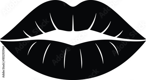 Black and white lips with detailed lipstick lines beauty