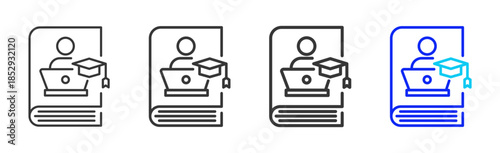 Study Group icon set collection creative outline style for education with multiple thickness variations suitable for exam test review study rating certification