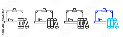 Lesson Plan icon set collection creative outline style for education with multiple thickness variations suitable for exam test review study rating certification