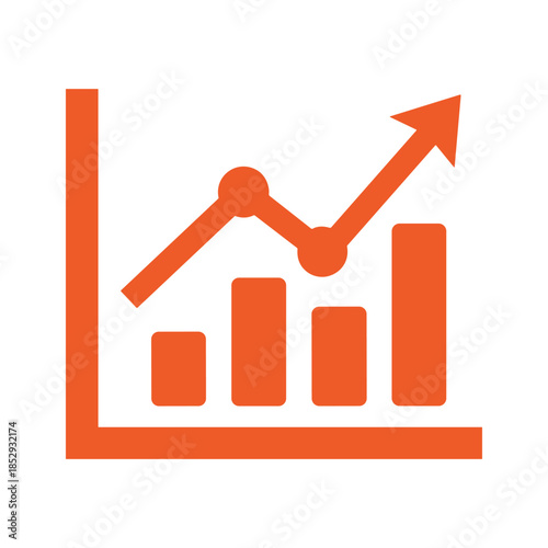 Business graph showing upward trend with orange arrow