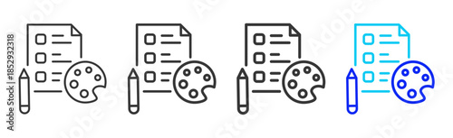 Creative Test icon set collection creative outline style for education with multiple thickness variations suitable for exam test review study rating certification