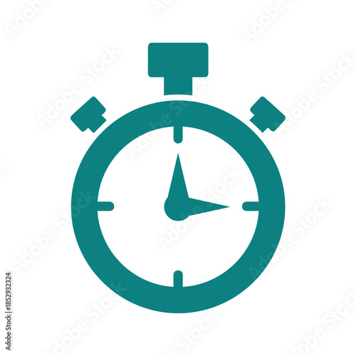 Teal stopwatch icon on white background