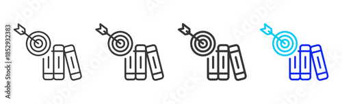 Learning Target icon set collection creative outline style for education with multiple thickness variations suitable for exam test review study rating certification