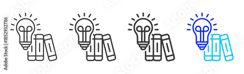 Idea Library icon set collection creative outline style for education with multiple thickness variations suitable for exam test review study rating certification