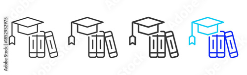Study Path icon set collection creative outline style for education with multiple thickness variations suitable for exam test review study rating certification