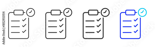 Task Timing icon set collection creative outline style for education with multiple thickness variations suitable for exam test review study rating certification