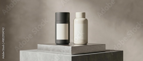 Beauty product glass bottle mockup with modern packaging style