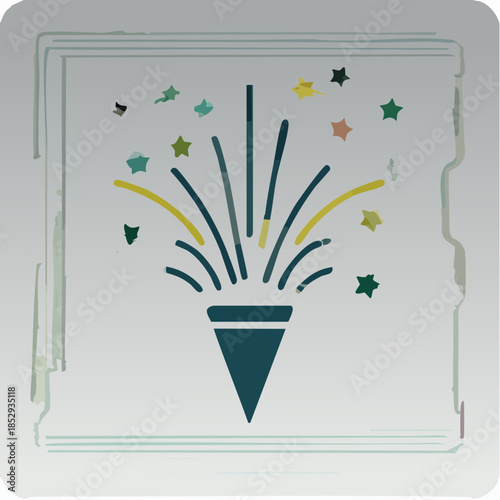 Vibrant party celebration with colorful stars and confetti explosion