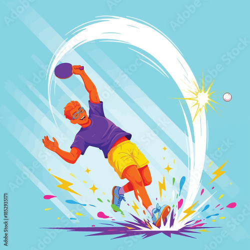 Man Throwing Bowling Ball with Dynamic Motion and Vibrant Colors