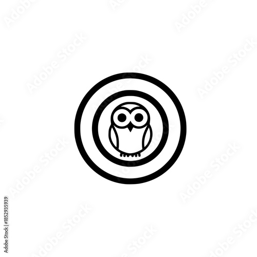 Owl icon centered in circular target vector image concept for wildlife nature and environmental protection theme