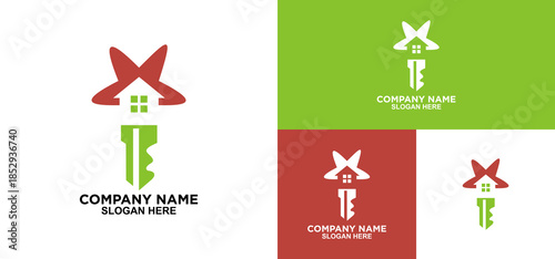 Modern Key and House Logo for Home Security or Property Branding