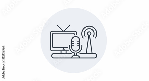 Broadcast media and communication technology icon set.