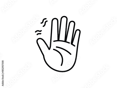 A minimalist illustration of a hand with visible tremors, symbolizing a medical condition or neurological issue.