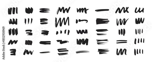 Grass Line Doodle Vector, Hand Drawn Black Grass Brush Stroke Texture, Simple Meadow and Field Outline Sketch for Garden, Lawn Pattern or Nature Design