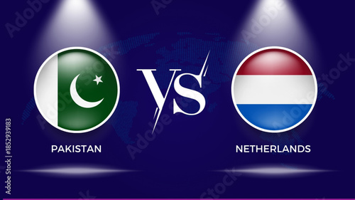 pakistan vs netherlands flag, and world map use for t20 cricket world cup 2026 template banner design.