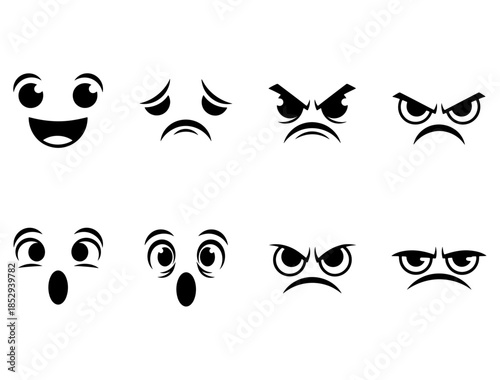 A versatile collection of expressive vector graphic facial emotions, ideal for character design and digital communication