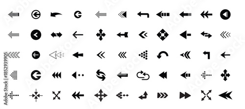 Arrow icon set, arrow cursor. Modern simple arrows. collection, different arrow signs, black arrows icons. Vector illustration.