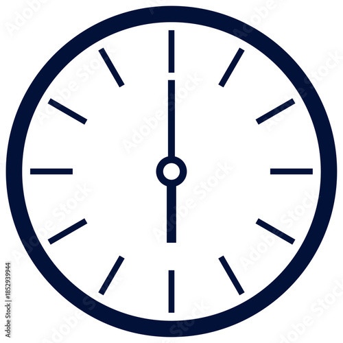 シンプルな時計アイコンが、すっきりと6時を示します。フラット表現が整った印象を与え、時間管理や計画性を象徴