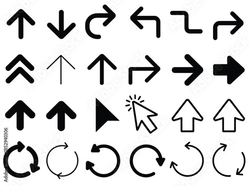 A collection of various arrow icons representing direction and navigation.
