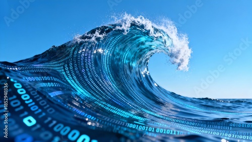 Digital wave with binary code