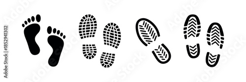 Footprint silhouette human steps infant marks minimal vector illustration