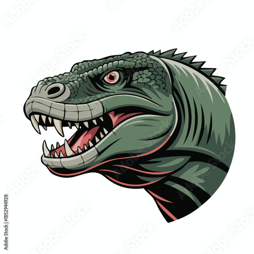 Cartoon Tyrannosaurus Rex head illustration portrait.