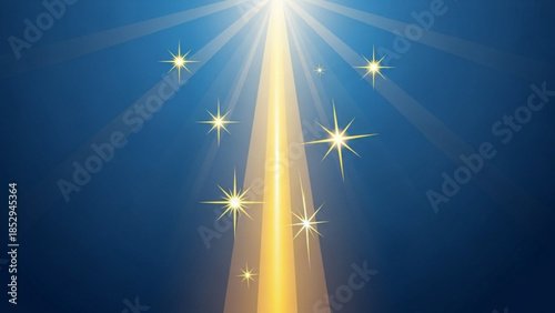 Golden light beam with sparkling stars representing hope and inspiration perfect for festive or spiritual backgrounds