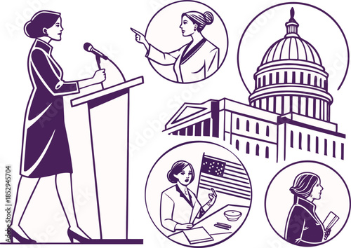 Women in politics and leadership illustration