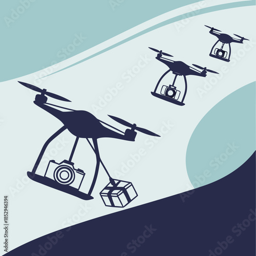 Drones delivering packages and capturing aerial views