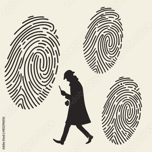 Detective examining fingerprints