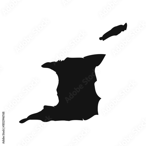 Black and White Trinidad and Tobago Simple Map