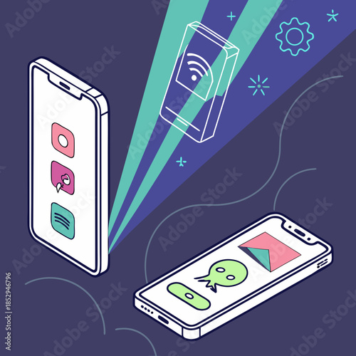 Smartphones connecting via wireless network