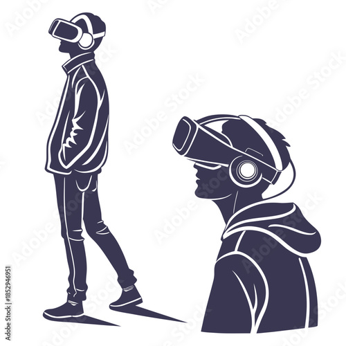 Two individuals exploring virtual reality