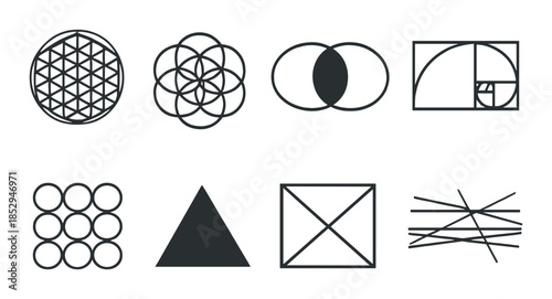 Geometric patterns and shapes on gradient background