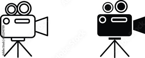 video camera  icon vector graphic illustration  with white background flat hand made icon fill icon .