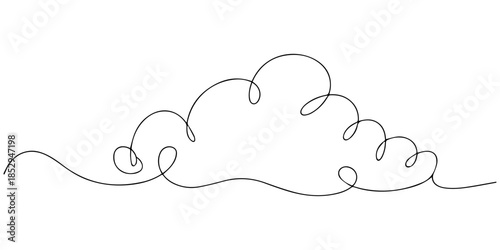 Abstract sun and clouds continuous line art drawing. Cloudy weather concept, Cloud one line drawing, Clouds one continuous line drawing, Line art drawing of a continuous sun and clouds, illustration